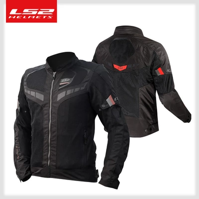 Ls2 Motorcycle Cycling Suit Motorcycle Racing Suit Cycling Pants Men's Summer Mesh Breathable Jacket Mj158 (Motorcycle Safety Supplies) - blackred-m