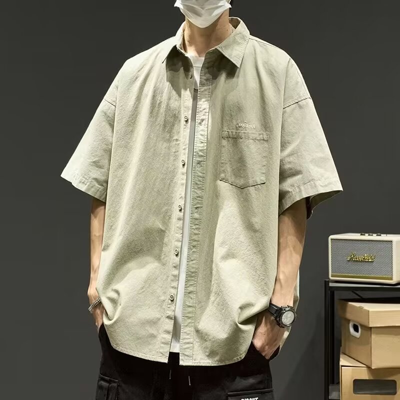 Short-sleeved Shirt Men's Korean Style Fashionable Brand Summer Loose High-end Draped Casual Shirt Men's Half-sleeved Cardigan Jacket