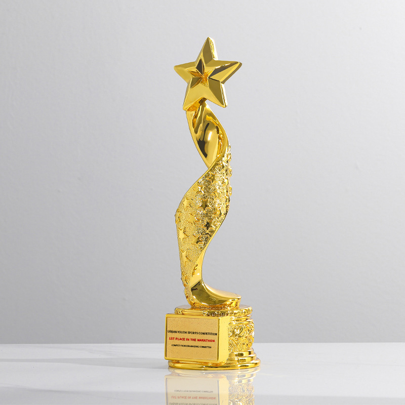 Trofeo de cristal de resina creativo, premios de producción, premios de competición deportiva de gran venta, recuerdos de reuniones anuales de empresa chapados en oro