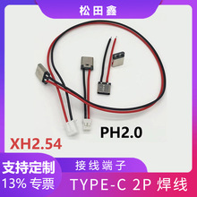 type-c母座帶線連接口洗簌電器車載插頭typec2p端子線1.25PH2.0