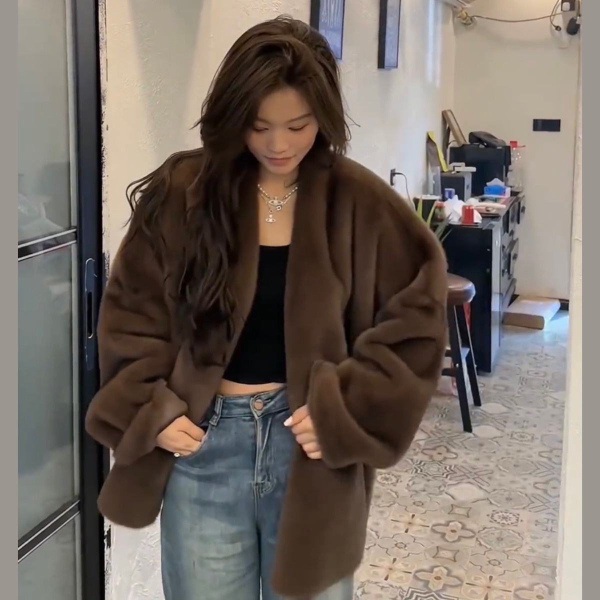 Women's Clothing Fur coat for women 2024 autumn and winter new loose lazy warm mink Maillard environmentally friendly fur_voghion.com