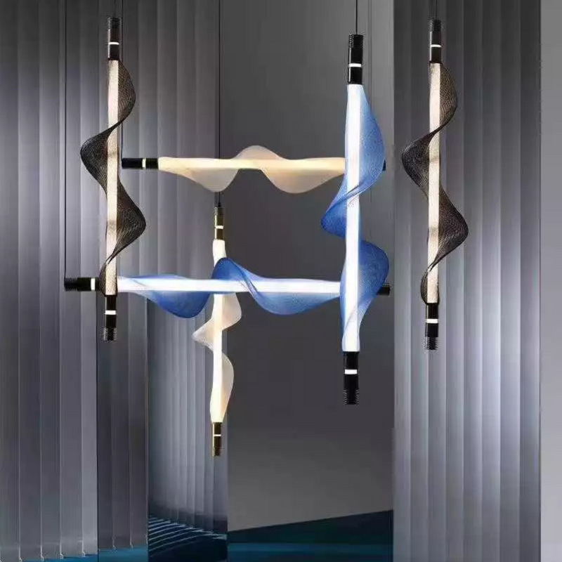 Art Deco sala modelo café comedor lámpara decorativa de malla lámpara candelabros postmoderno café bar café LED