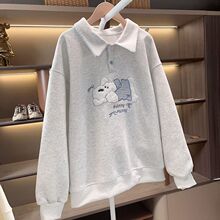 女童春秋卫衣2025新款儿童大童翻领女孩春季洋气时髦宽松春装上衣