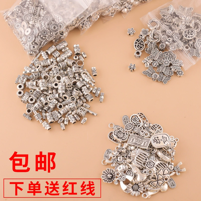 Тибетский серебряный браслет, аксессуары для улицы, тибетское серебро, смешанный материал для подвески ручной работы, богемные аксессуары, ретро серебряные украшения