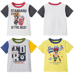 Miki Children's Summer New Boys and Girls Cartoon Black Bear French Bulldog Print Short Sleeve Round Neck T-shirt for Dropshipping