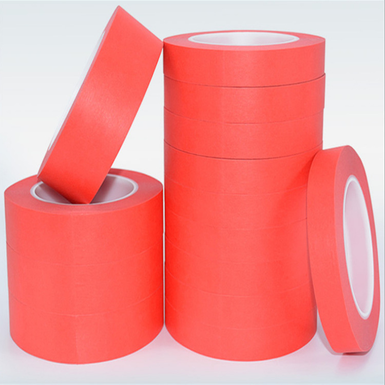 厂家自产自销高温红色美纹纸复合PET胶，PET复合红色美纹纸胶带