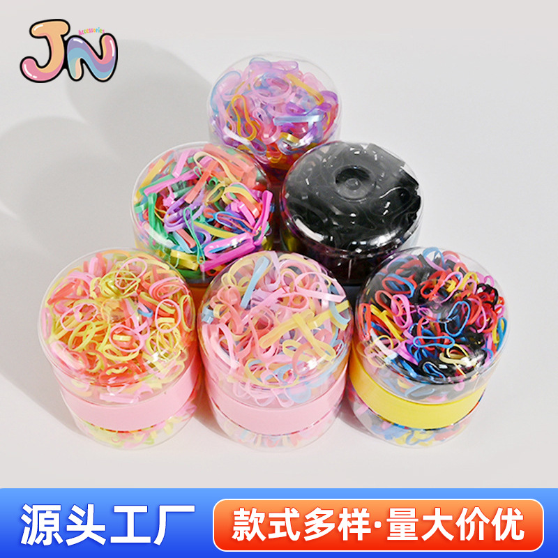 banda de goma de alta elasticidad para niños anillo para el cabello de niñas enlatado banda de goma desechable para el cabello de la cuerda de la cabeza banda de goma adornamiento para el cabello