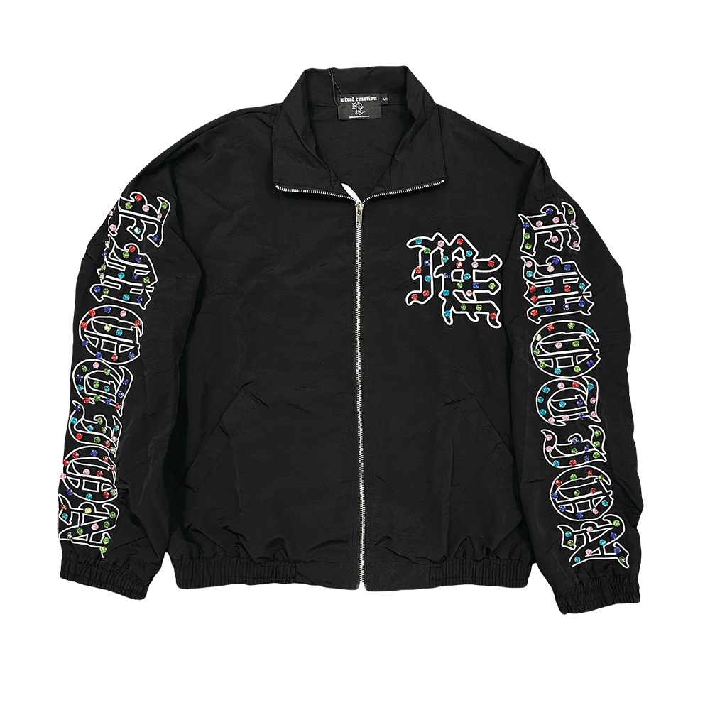 Mixed Emotion Jacket Rhinestone Gothic Logo Black