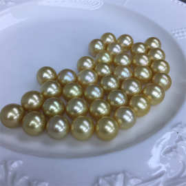 12-13mm南洋金珠浓金海水珍珠正圆几乎无暇裸珠批发散珠珍珠颗粒