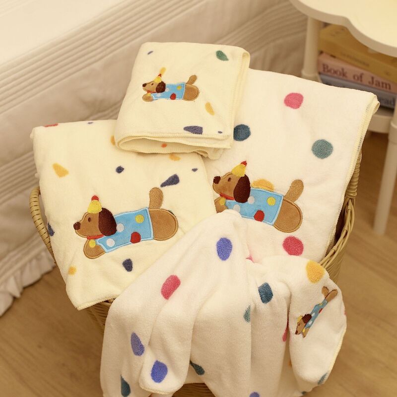 Cute Coral Velvet Adult Absorbent Bath Towel Towel Drying Hair Cap Three-Piece Set Cartoon Dachshund Thickeneded Female Large Towel