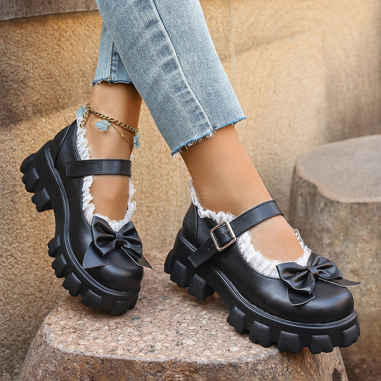 Cross-Border Foreign Trade Size 35-47 Japanese Jk School Style Women's Lolita Mary Jane Shoes Lightweight Thick-Soled High Heels