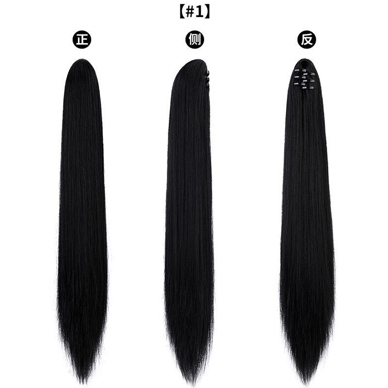 Ancient Style Wig for Women with Long Ponytail, Simulated Clip-On Straight Hair, Han Dynasty Men's Ancient Costume Braid, Bun, Film and Television Ponytail