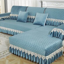 欧式四季通用防滑毛绒皮沙发坐垫一组合套装沙发靠背巾全罩套冬季