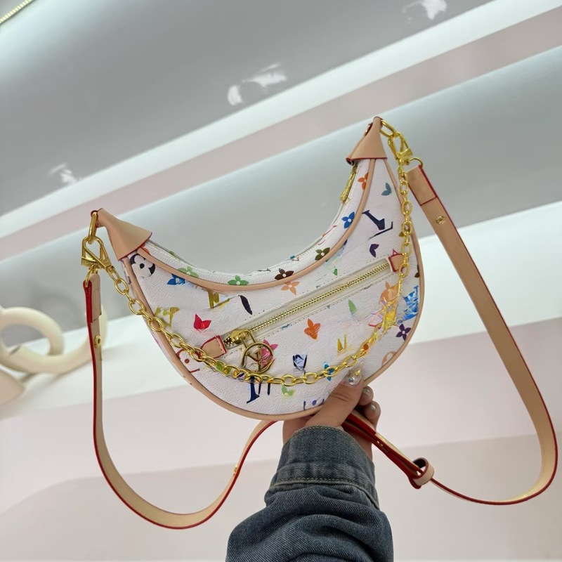 外国貿易ループ三日月バッグプリントチェーンバッグ中古ショルダークロスボディバッグヨーロッパとアメリカのレトロな立体感卸売|undefined