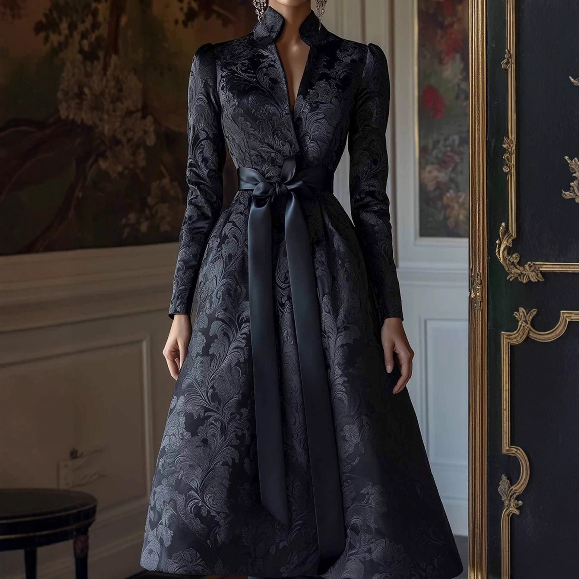 2026 European American Cross-border Independent Site SHEIN Elegant Spring And Autumn Long-sleeve Satin Party_ecoleips.com