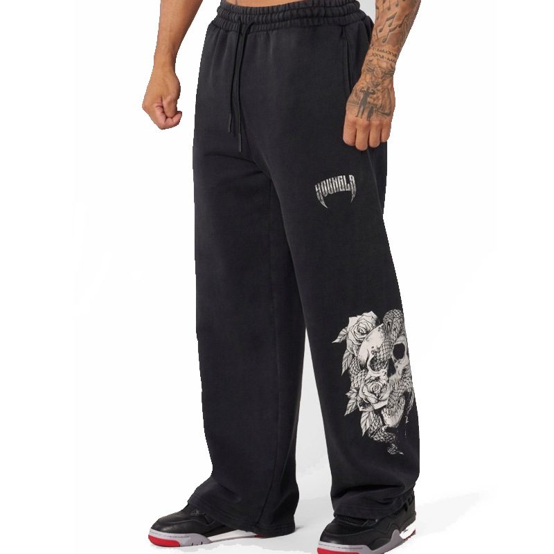 Cross-border Trendy Brand Men's Sports Pants Cotton American Style Sports Casual Straight Pants Gym Running Training Pants