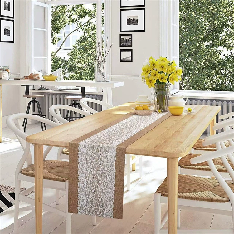 Factory direct selling hemp table flag lace tablecloth Christmas craft wedding decoration table flag lines