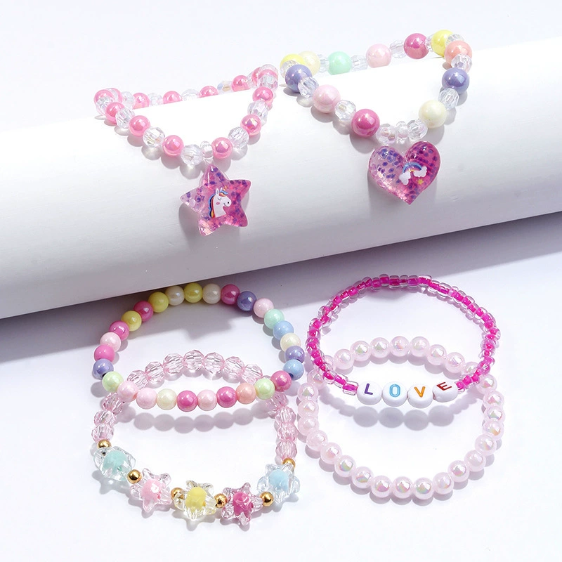 Милая подвеска в форме сердца, бусин bracelet, набор, детские украшения, оптом, (跨境 торговля)