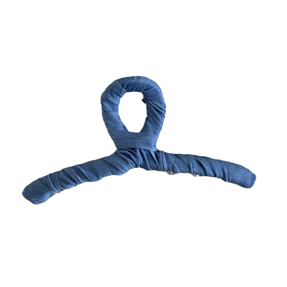 Forcina per capelli in tessuto denim avvolgente, alla moda, con clip, personalizzata, semplice, abbinabile, con clip per capelli a forma di squalo, accessori per capelli, nuovi copricapi_voghion.com