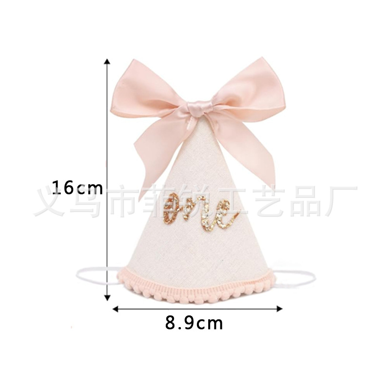 Guirnalda de Feliz Cumpleaños, Lazo Decorativo, Adorno para Pastel de Primer Cumpleaños, Bandera para Silla de Comedor, Corona, Gorro de Cumpleaños