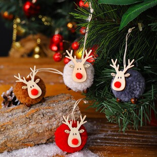 Christmas Decoration Pendant Wool Felt Cartoon Deer Elk Pendant Pendant Christmas Tree Pendant Accessories Gift
