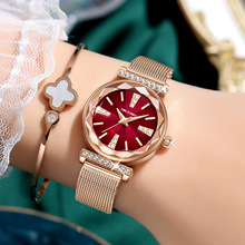 CAVEN DENTON水钻不锈钢网带女士手表轻巧简约气质防水石英表批发