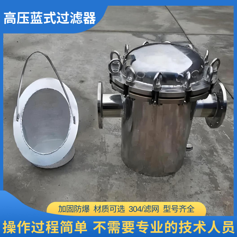 304不锈钢蓝式管道过滤器蓝氏法兰T型污水毛发收集器快开除污器