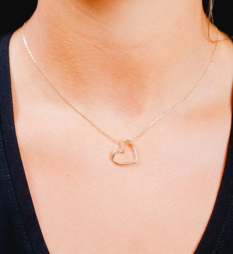 Women's Gender 925 Sterling Silver Cable Chain Plating Heart Shape Pendant Necklace