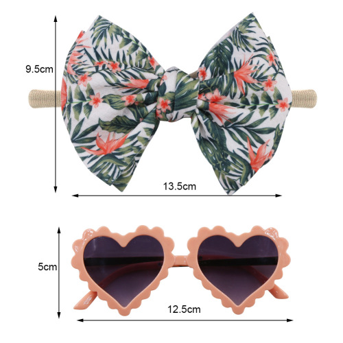 New children's sunglasses combination set, fashionable cartoon baby toy sunglasses, polyester printed hairband