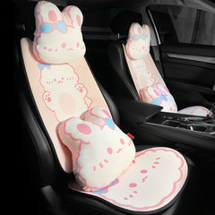 Cartoon Car Seat Cushion Cute Bear Ice Silk Car Headrest Pad Breathable Anti-Slip Vehicle Universal for All Seasons, Summer Women