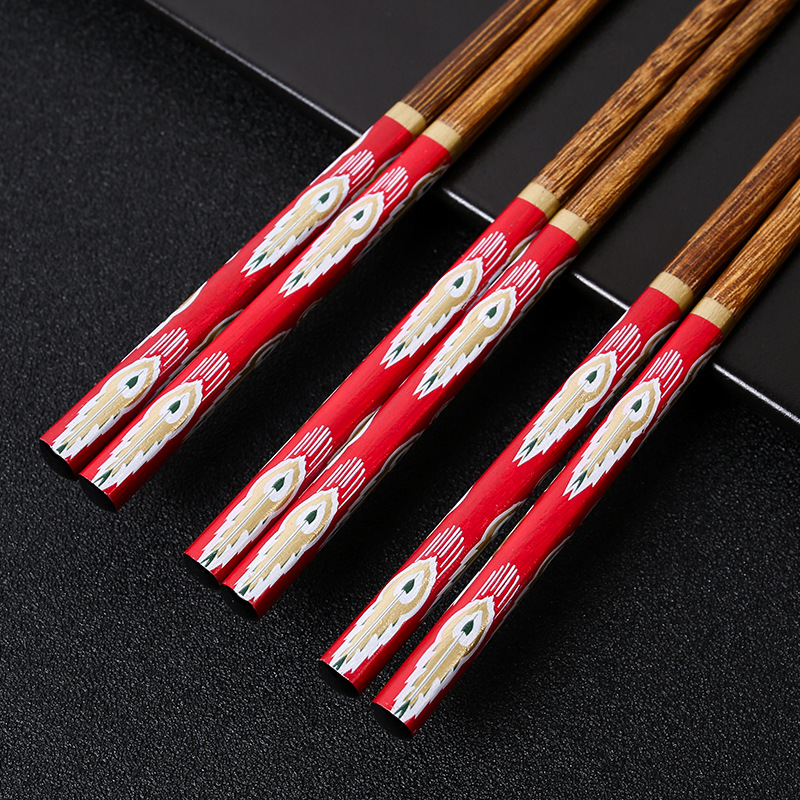 Palillos de madera de ala de pollo, película floral impresa de madera maciza para el hogar, cola de pavo real, sin pintura, sin cera, spot al por mayor, LOGO personalizable