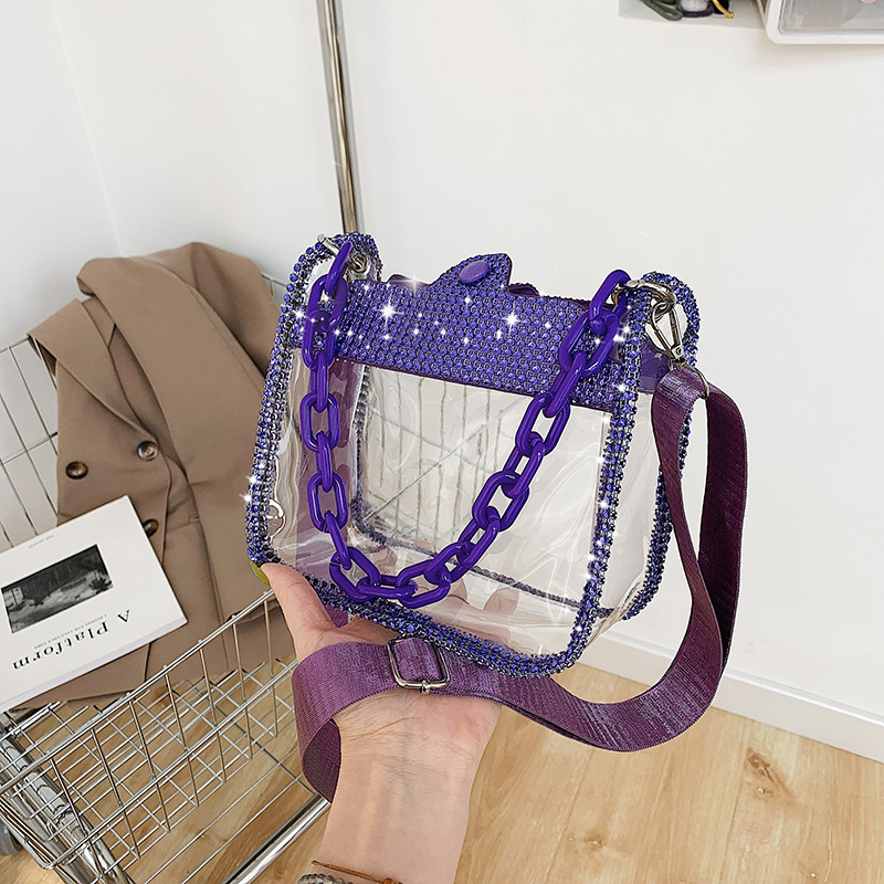 Trend fashionable handheld one-shoulder bag PVC, western style, chain bag, 2023