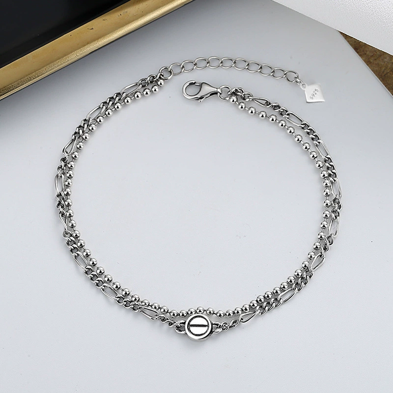 Bracelet, universal chain, fashionable jewelry, silver 925 sample, Japanese and Korean, simple and elegant design, Birthday gift