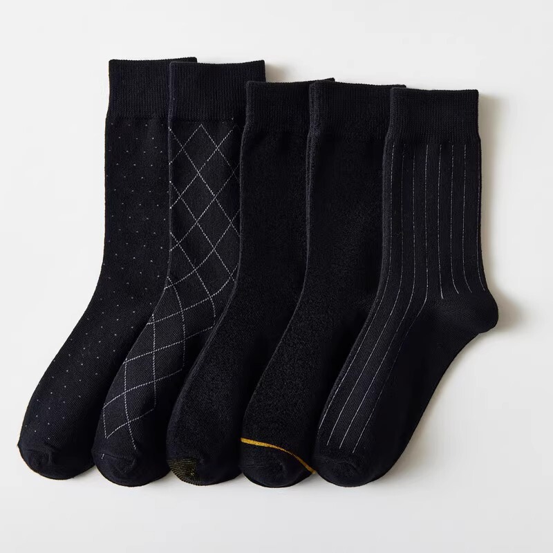 High Tube Socks Suit Men's Long Tube Autumn and Winter Black Casual Leather Shoes Long Socks Business Trousers Mid Tube Spring & Fall