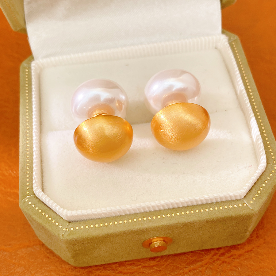Un aretes de perlas redondos pincelados de moda simple para viajar aretes de perlas ligeros de lujo de alta calidad para mujeres image 7