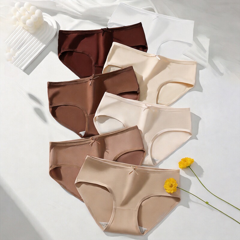 Cross-Border Women's Mid-Waist Pure Cotton Underwear in Melard Color, All-Cotton Crotch, Solid Color, Seamless Student Shorts for Women, Wholesale