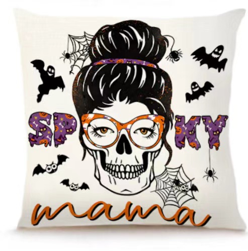 Transfronterizo Amazon Halloween impresión lino almohada cubierta bruja calabaza decoración doméstica almohada cubierta