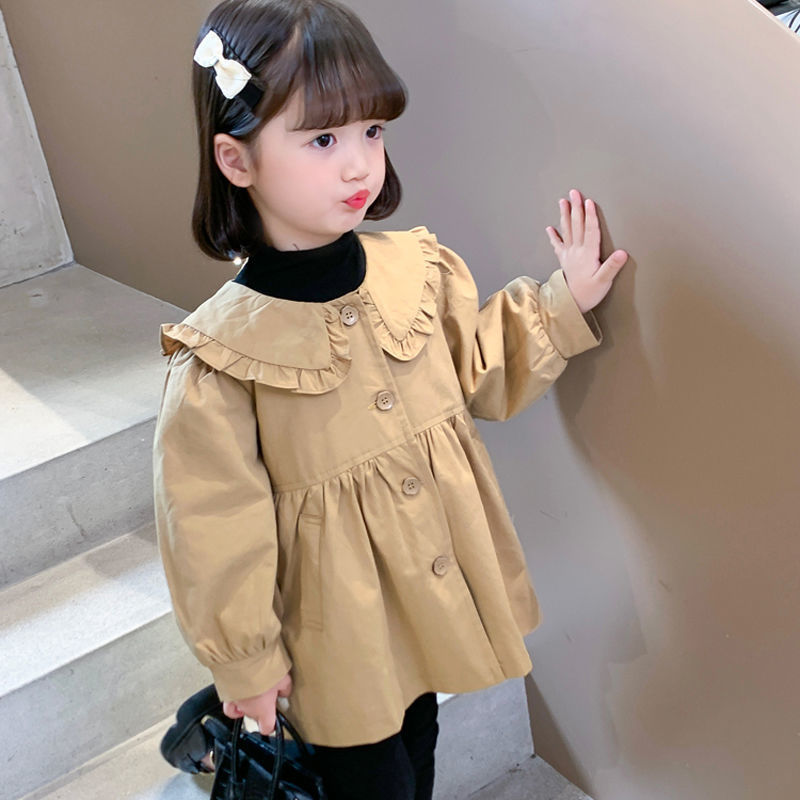 Niñas abrigo abrigo abrigo de otoño ropa infantil 2025 nuevo bebé medio largo niños primavera y otoño chaqueta de moda manga larga
