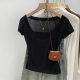 European Explosions Super Good-looking Slim U-collar Short-sleeved T-shirt Women's 2025 Summer New Niche All-match Top