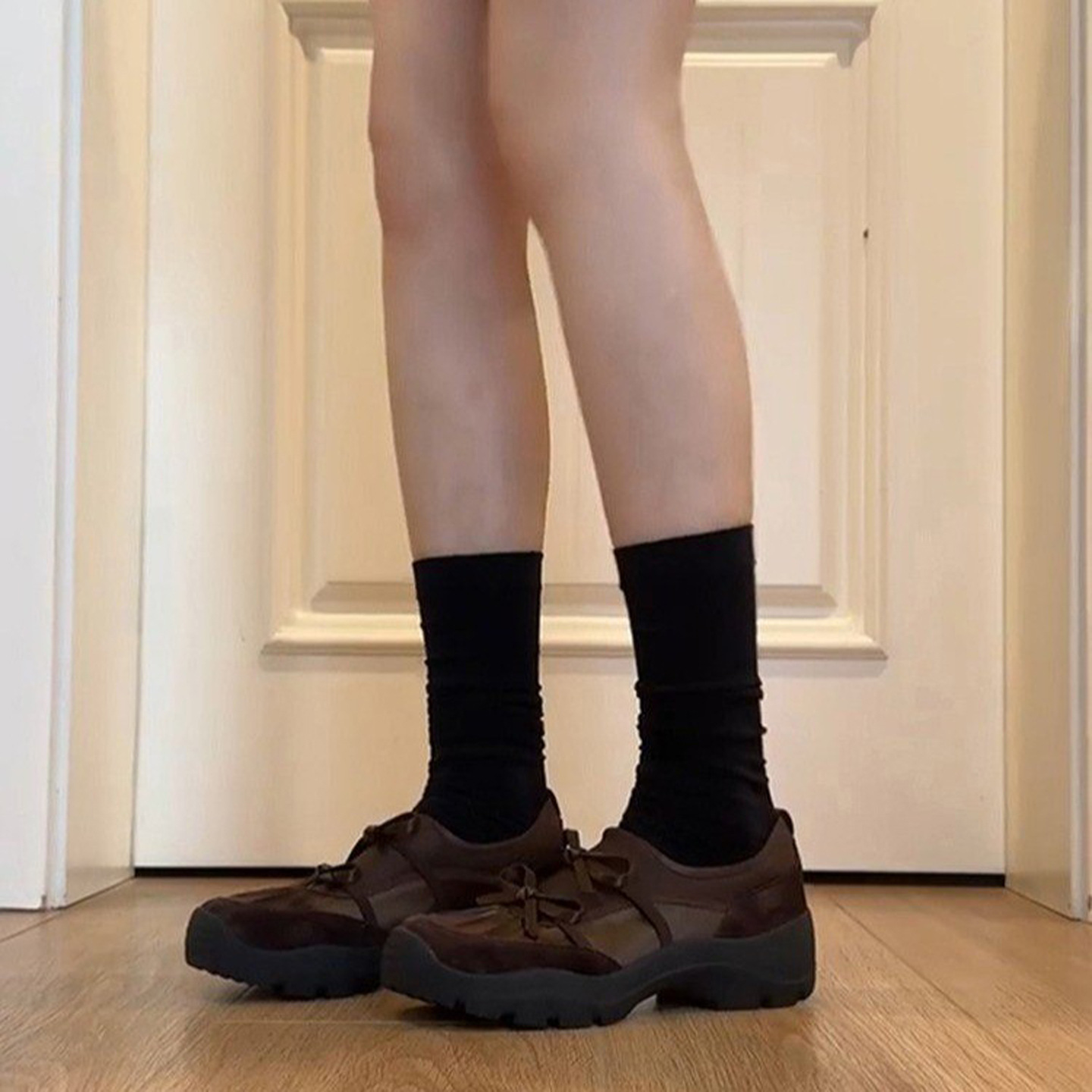 Sheepskin Version ~ Niche Ballet Style Bow Sports Loafers for Women Retro Suede One-Leg Thick-Soled Small Leather Shoes