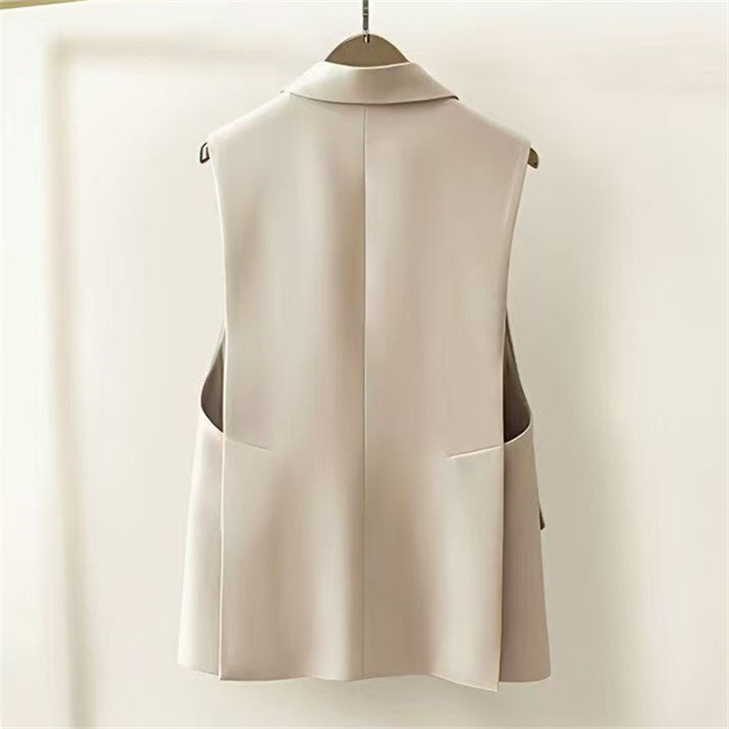 Off-White Suit Vest with Back Slit for Women, New Korean Style Design for Spring and Autumn, Sleeveless Outerwear Vest for Petite Women Off-White Suit Vest with Back Slit for Women, New Korean Style Design for Spring and Autumn, Sleeveless Outerwear Vest for Petite Women