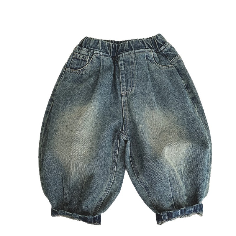 Ropa infantil jeans retro para niños, niños y niñas, pantalones casuales sueltos para bebés, pantalones de rábano de primavera y otoño image 5