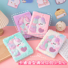 A5 Unicorn Plush Notebook Macaron Color Girly Diary Student Cartoon Handwritten Journal Spiral Bound