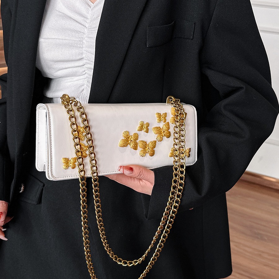 Kleine Nischendesign-Schmetterlingsmode, kleine quadratische 2024-Frühjahrs-neue High-End-Umhängetasche mit einer Schulter und Kette_voghion.com