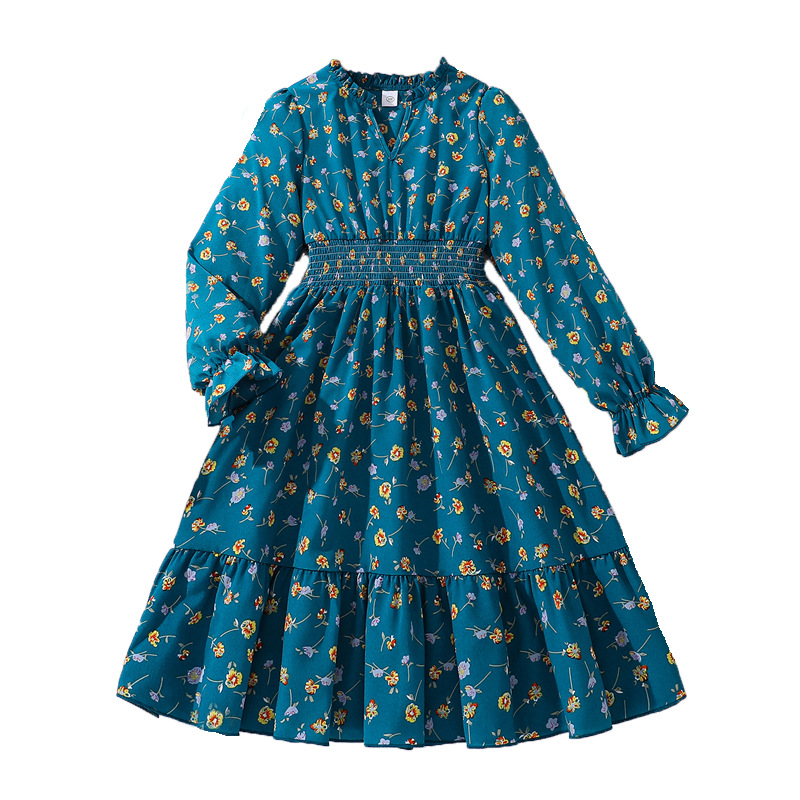 Mädchen 7-12 herbst kinder kleidung neue prinzessin stil langärmelige kleid_voghion.com
