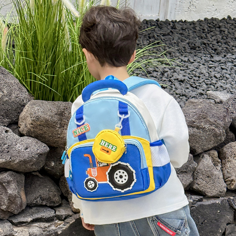Kindergarten escuela primaria mochila escolar dibujos animados lindo tractor niños y niñas mochila 2025 nueva moda de mochila para niños