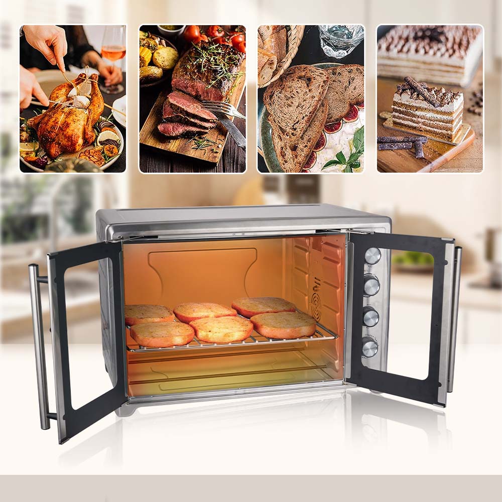 Winning star cross-border exclusivamente 75L horneado pollo asado pizza hogar acero inoxidable puerta a puerta horno francés