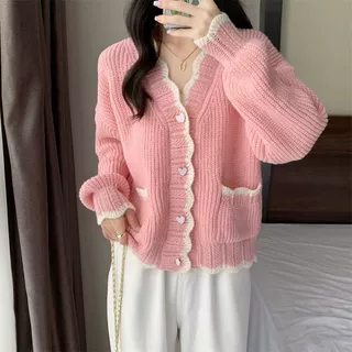 公羽翁2025春秋新款甜美温柔风软糯慵懒高级感毛衣外套女装长袖宽