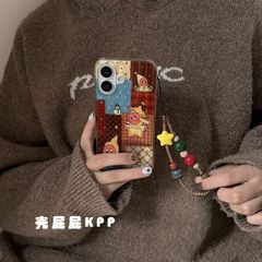 复古格纹拼接星星人适用iPhone17PROMAX手机壳新款16/15/14小众13