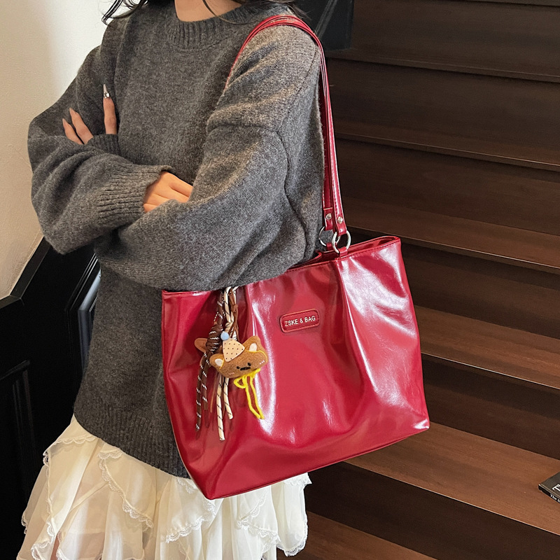 高级感油皮复古包包女2025秋冬季新款大容量单肩包时尚通勤托特包|undefined